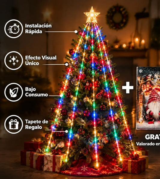 Estrella con Cascada LED + Tapete Navideño de Regalo